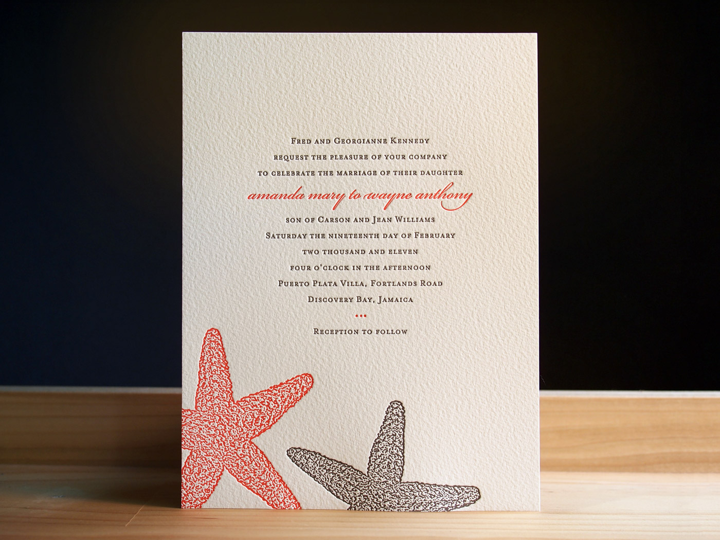 Starfish invitation from Parklife Press