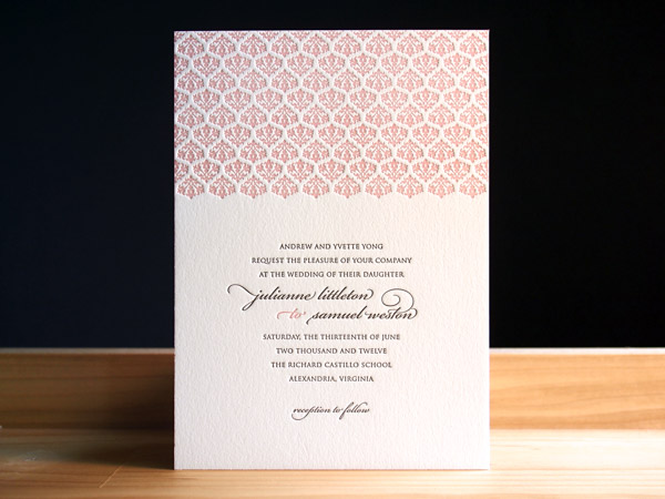 Letterpress Wedding Invitation — Paper in the Park