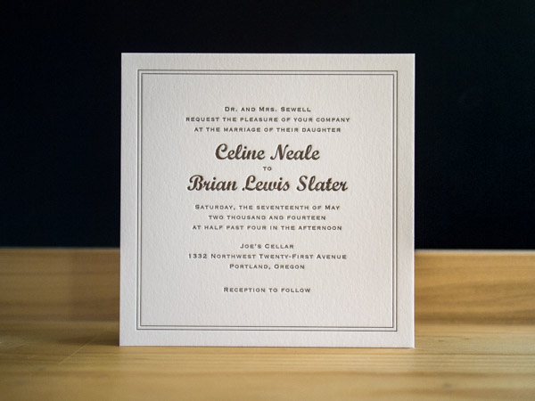 Letterpress Wedding Invitation — Paper in the Park